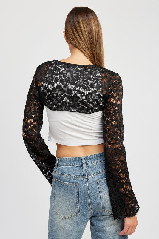 LONG SLEEVE LACE BOLERO - Pikemla