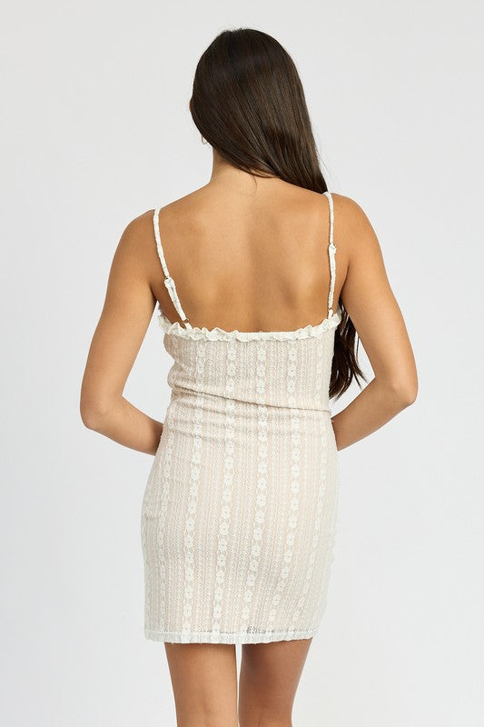 Ruffle Lace Mini Dress - Pikemla