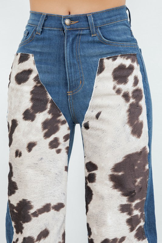 Cow Hide Wide Leg Jean - Pikemla