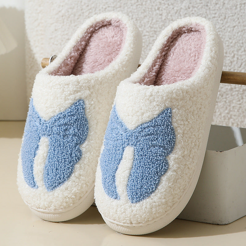 Cute Cartoon Bow Knot Cotton Slippers