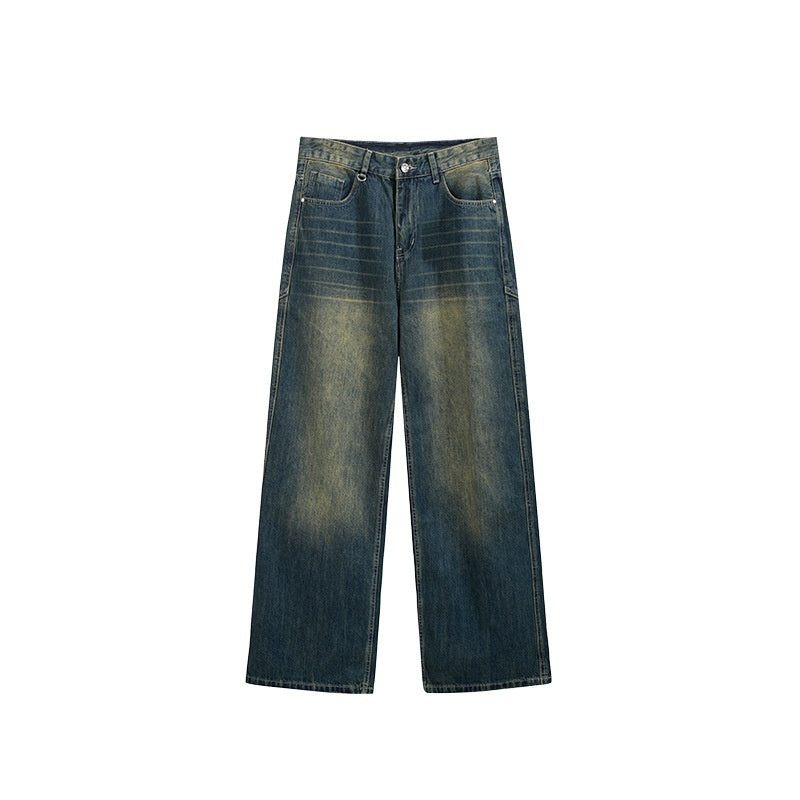 Washed Cut Wide Leg Jeans Men - Pikemla