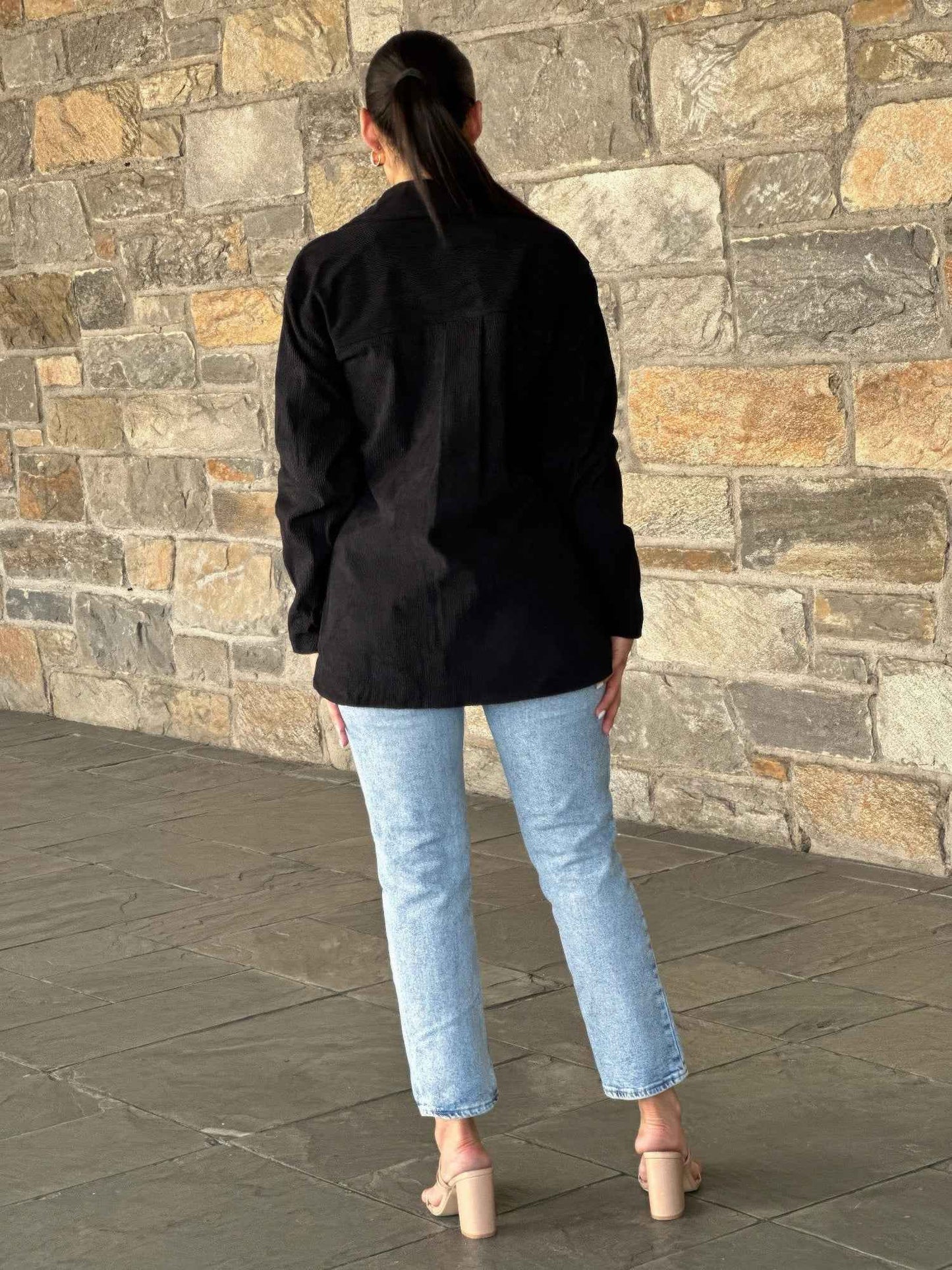 Oversized Corduroy Shacket Button Down Utility