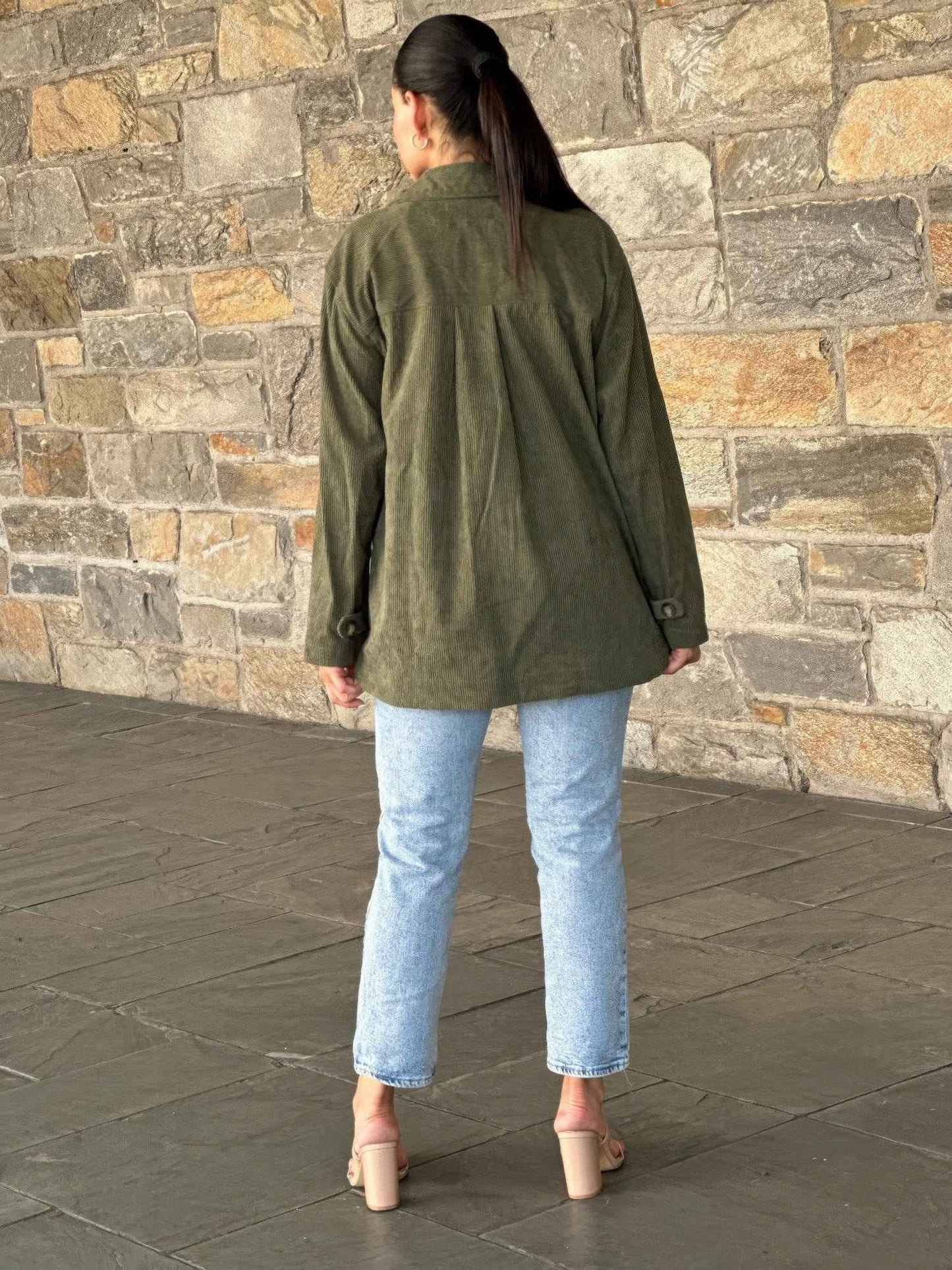 Oversized Corduroy Shacket Button Down Utility