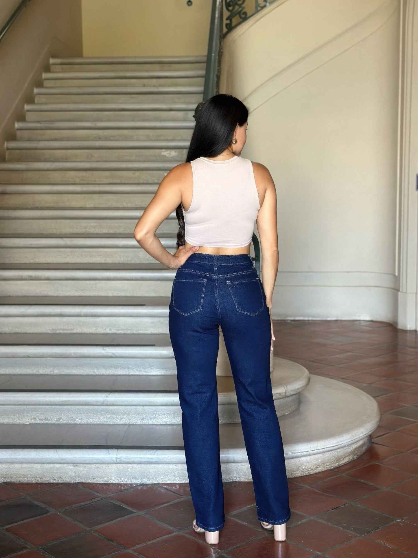 High Waist Vintage Straight Leg Denim Jeans