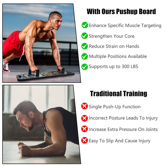 Multifunctional Push Up Board Home Strength Training Equipment With 15 Fitness Accessories Pilates Bar Resistance Band Roller Wheel Full Body Workout Home Gym Equipment