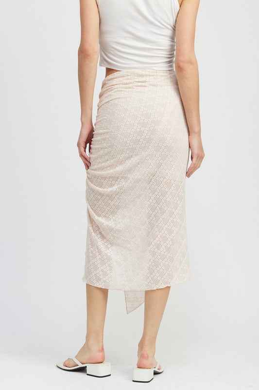 Emory Park ruched drawstring midi skirt in light fabric for a stylish and comfortable fit