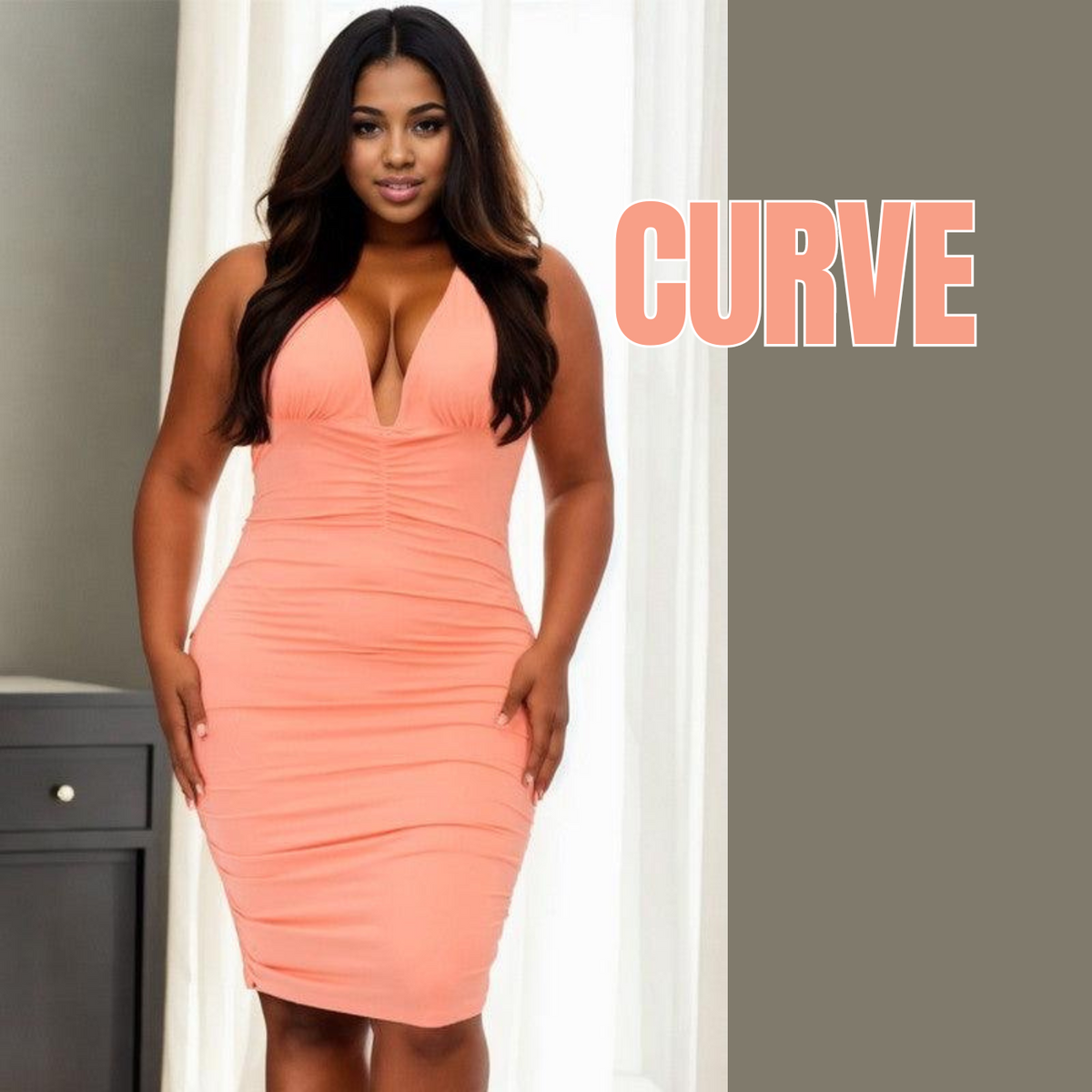 Elegant plus size women's fashion dress designed to highlight curves, perfect for any occasion