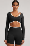 The Elevate Long Sleeve Crop top Shorts 2-Piece Set
