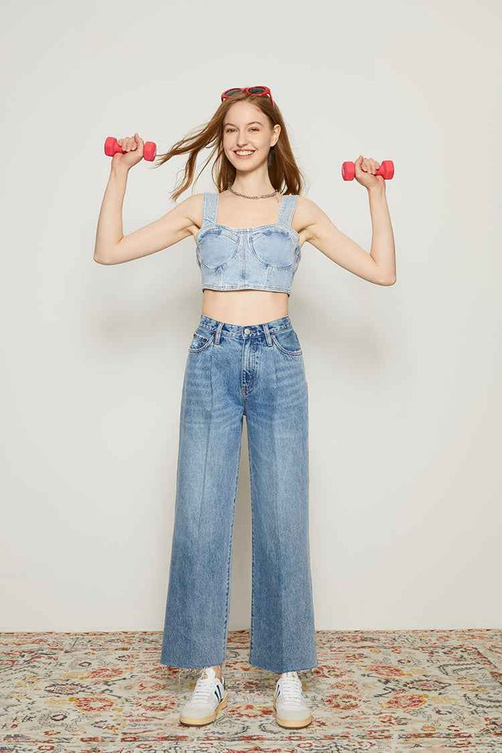 CHILL Pleat Straight Ankle Jeans HJ133 [FINAL SALE]