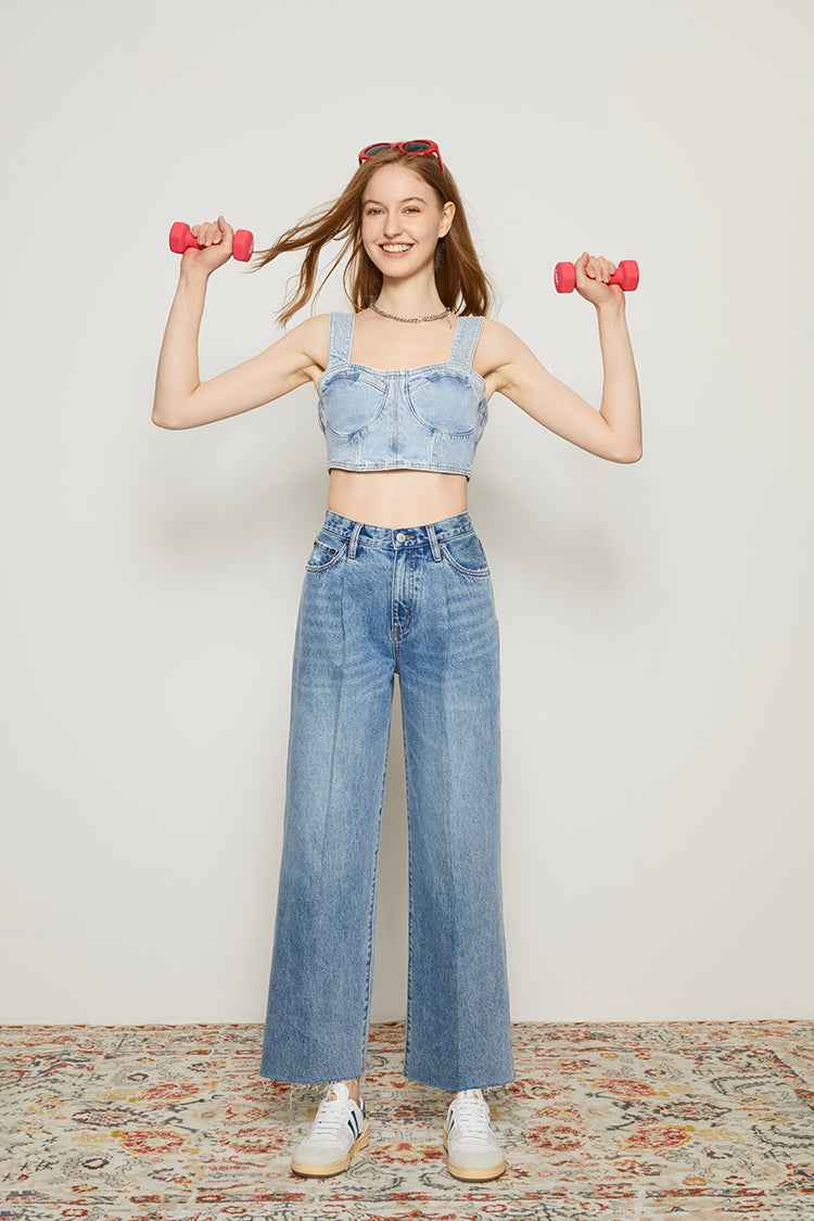 CHILL Pleat Straight Ankle Jeans HJ133 [FINAL SALE]