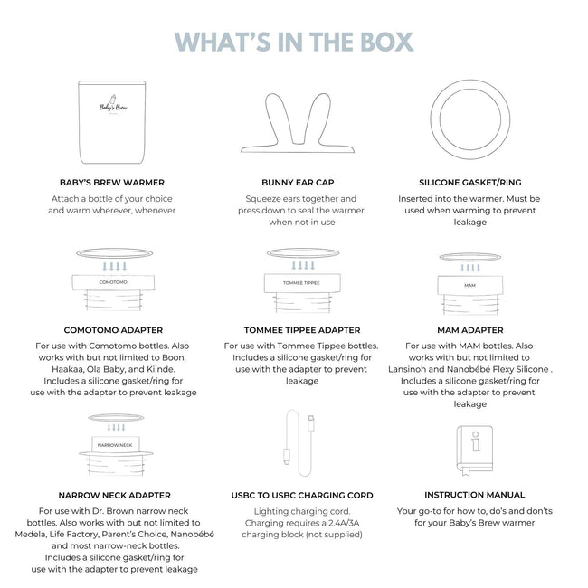 3.0 Portable Bottle Warmer Adapter Set (Warmer + Four Adapters)