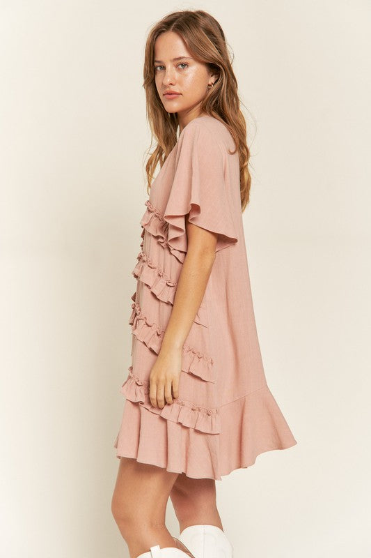 TIERED RUFFLE MINI DRESS - Pikemla