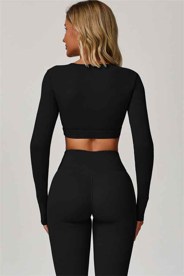 The Lavish Long Sleeve Cut-out Crop Top Leggings 2-Piece Set