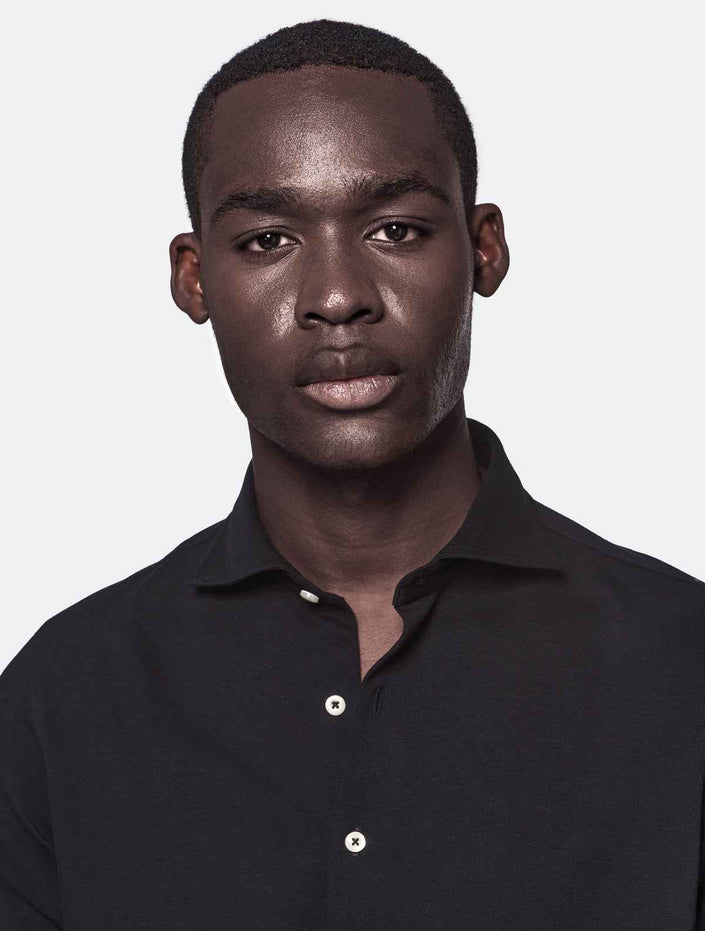 Polo camicia in cotone piquet.