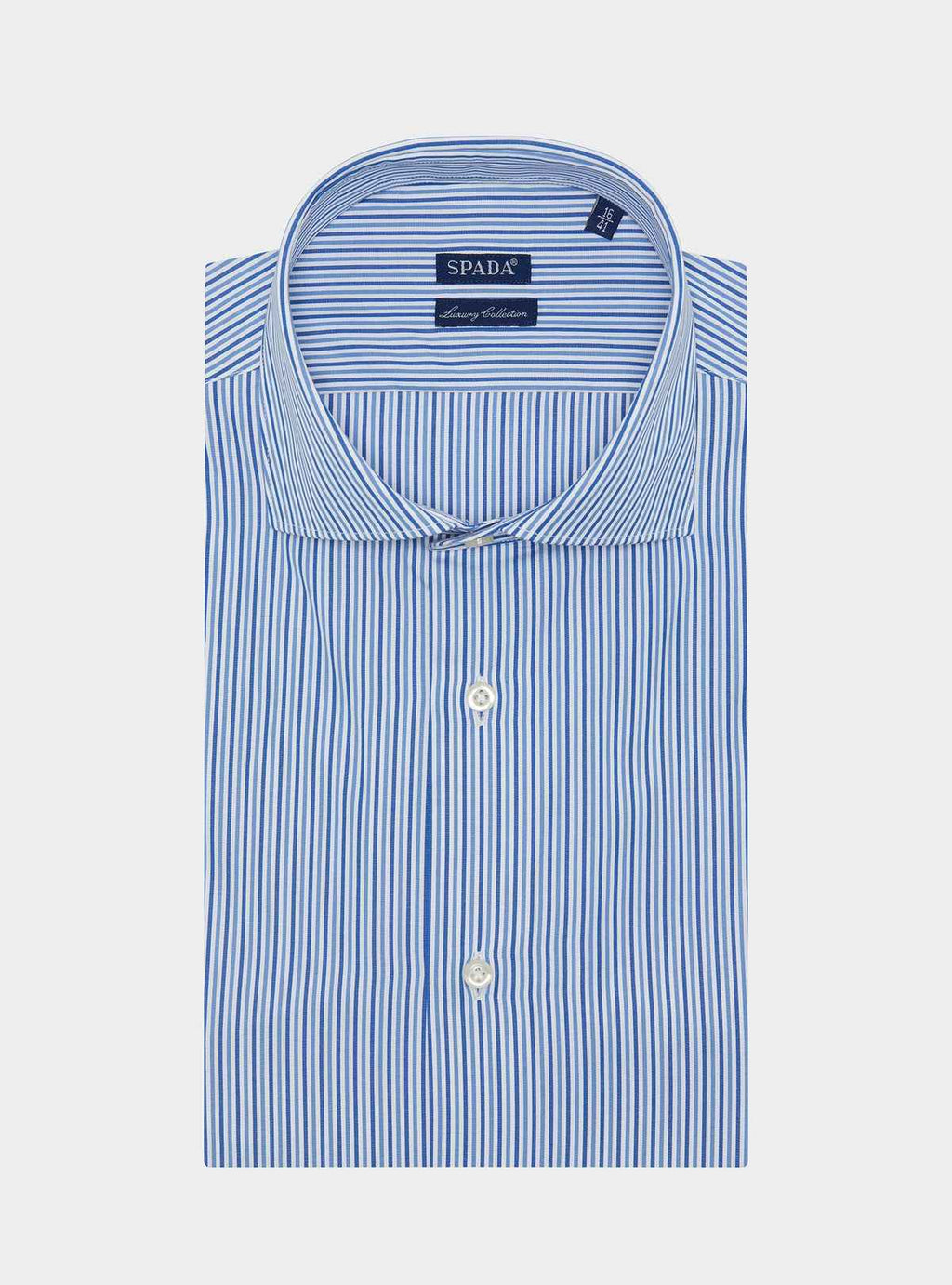Camicia in cotone multiriga con collo francese