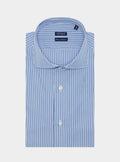 Camicia in cotone multiriga con collo francese