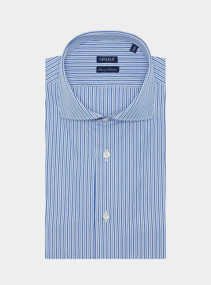 Camicia in cotone multiriga con collo francese