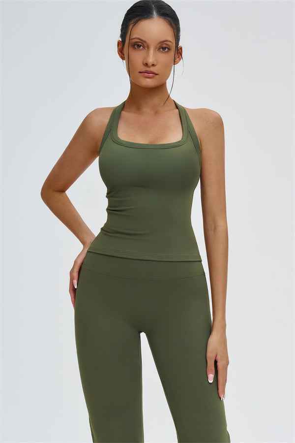 The Slate Y-Back Top Flared Leggings 2-Piece Set