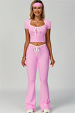 The Skyline Tie Top Flared Leggings 2-Piece Set