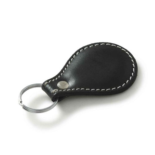 Black Oval Leather Keyring