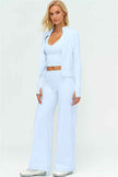 The Twirl Zip Jacket Halter Tank Top New Straight Leg Pants 3-Piece Set
