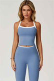 The Quest Cross Back Crop Top Flared Leggings 2-Piece Set
