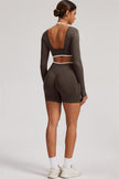 The Elevate Long Sleeve Crop top Shorts 2-Piece Set