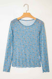 Floral Mesh Long Sleeve Top