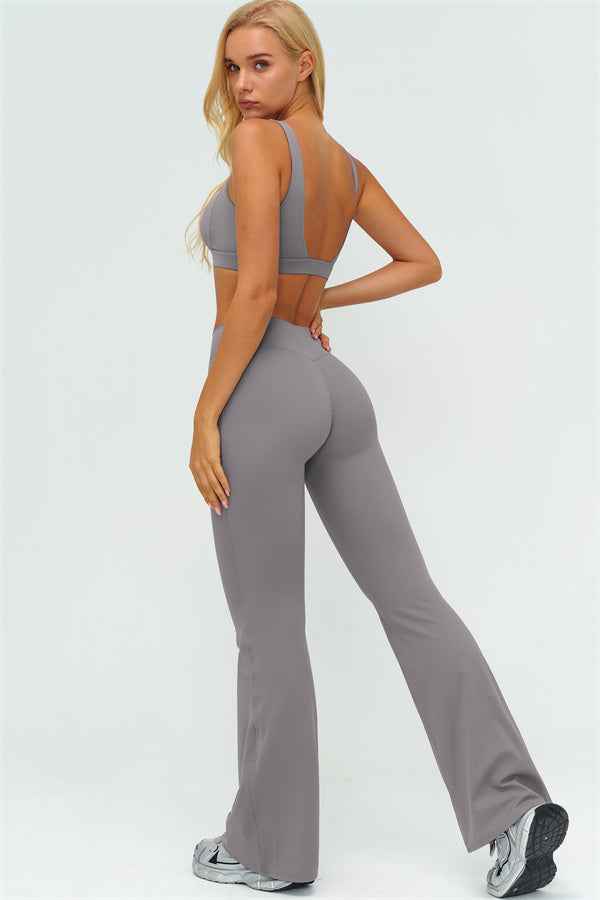 The Lushness V-Back Sports Bra Flared Leggings 2-Piece Set