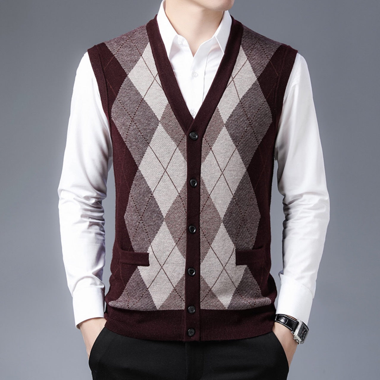 Men's Wool Vest Middle-aged Sleeveless