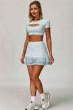 The Lavish Cut-out Crop Top Tennis Skirt 2-Piece Set