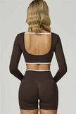 The Prime Line Long Sleeve Crop Top Shorts 2-Piece Set