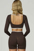 The Prime Line Long Sleeve Crop Top Shorts 2-Piece Set