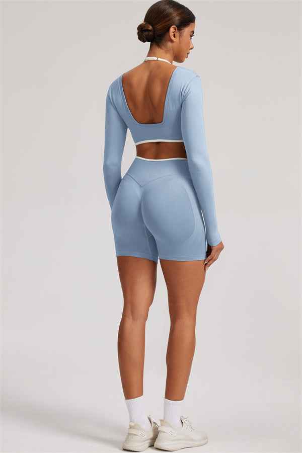 The Elevate Long Sleeve Crop top Shorts 2-Piece Set