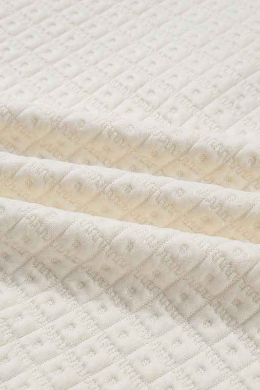 Pineapple Textured Half-Button Collared Sweatshirt