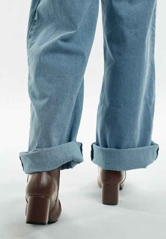 Kaira Metallic Accent Heel High Ankle Boots