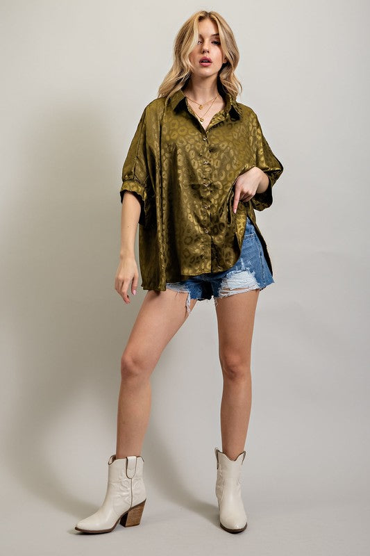 Satin Button Down Top - Pikemla