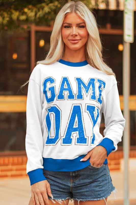 GAME DAY Varsity Stripe Crewneck Sweatshirt