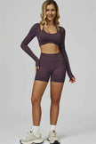 The Prime Long Sleeve Crop Top Shorts 2-Piece Set