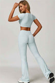 The Lavish Cut-out Crop Top Flared Leggings 2-Piece Set