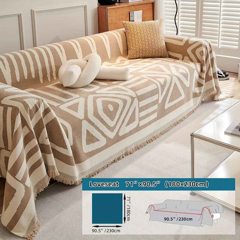 Bohemian-Style Chenille Fabric Extra Long Couch Cover Anti dog scratch