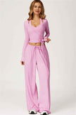 The Sprint Long Sleeve Crop Top Halter Tank Top Sweatpants 3-Piece Set