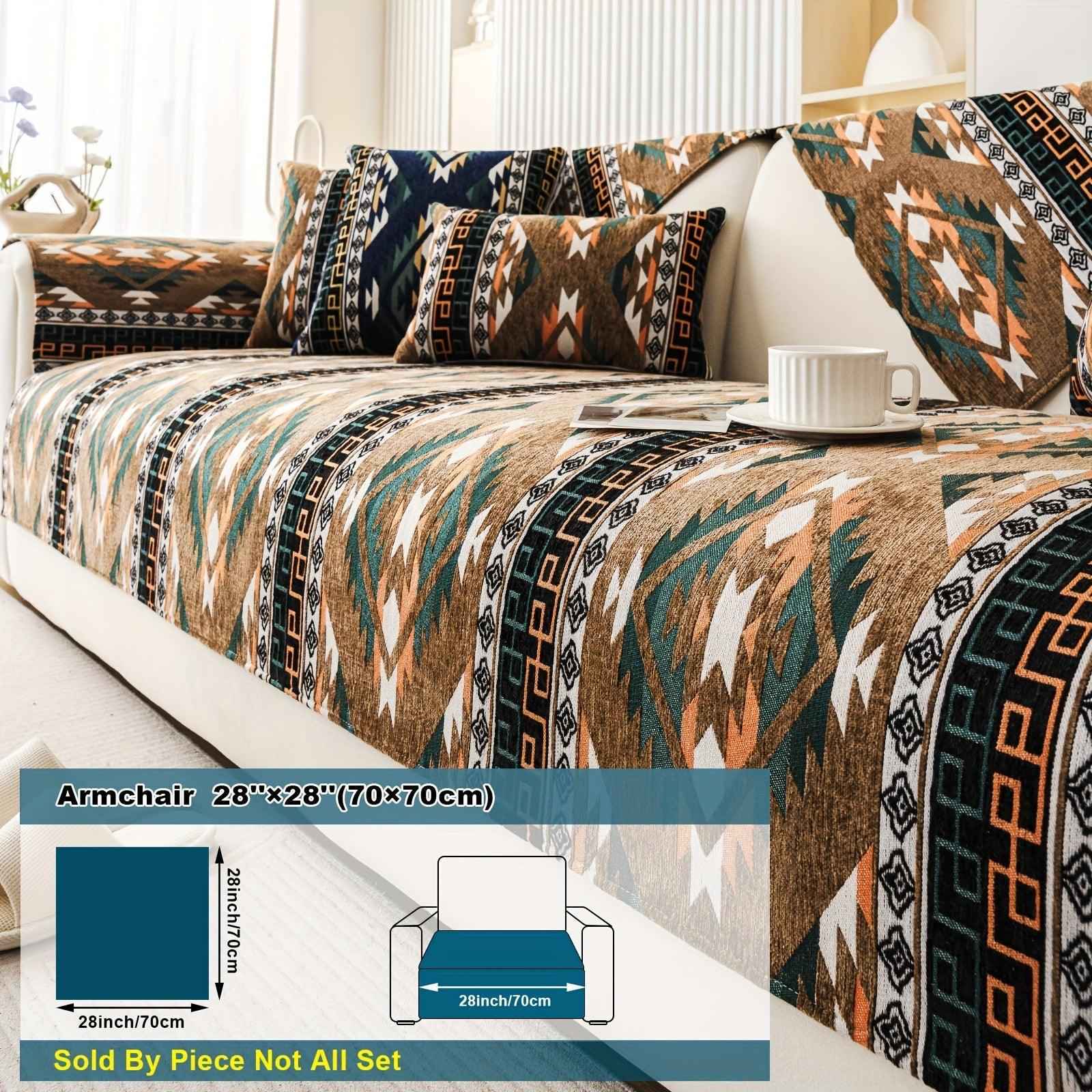 Boho Couch Cover - Chic Snow Chenille Sofa Slipcover