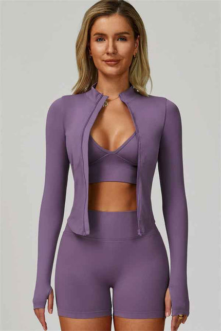 The Empower Jacket Sports Bra Shorts 3-Piece Set