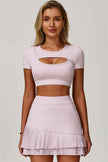 The Lavish Cut-out Crop Top Tennis Skirt 2-Piece Set