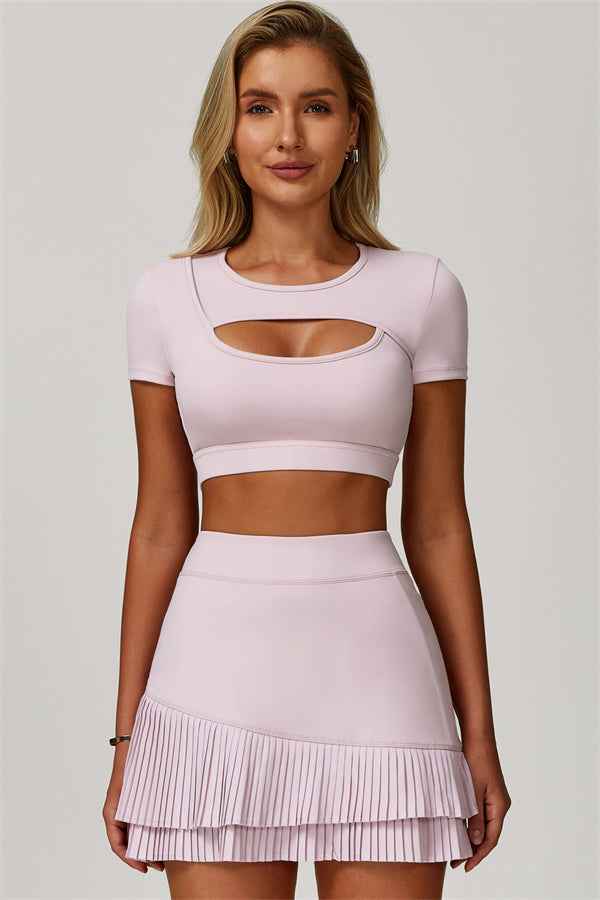 The Lavish Cut-out Crop Top Tennis Skirt 2-Piece Set