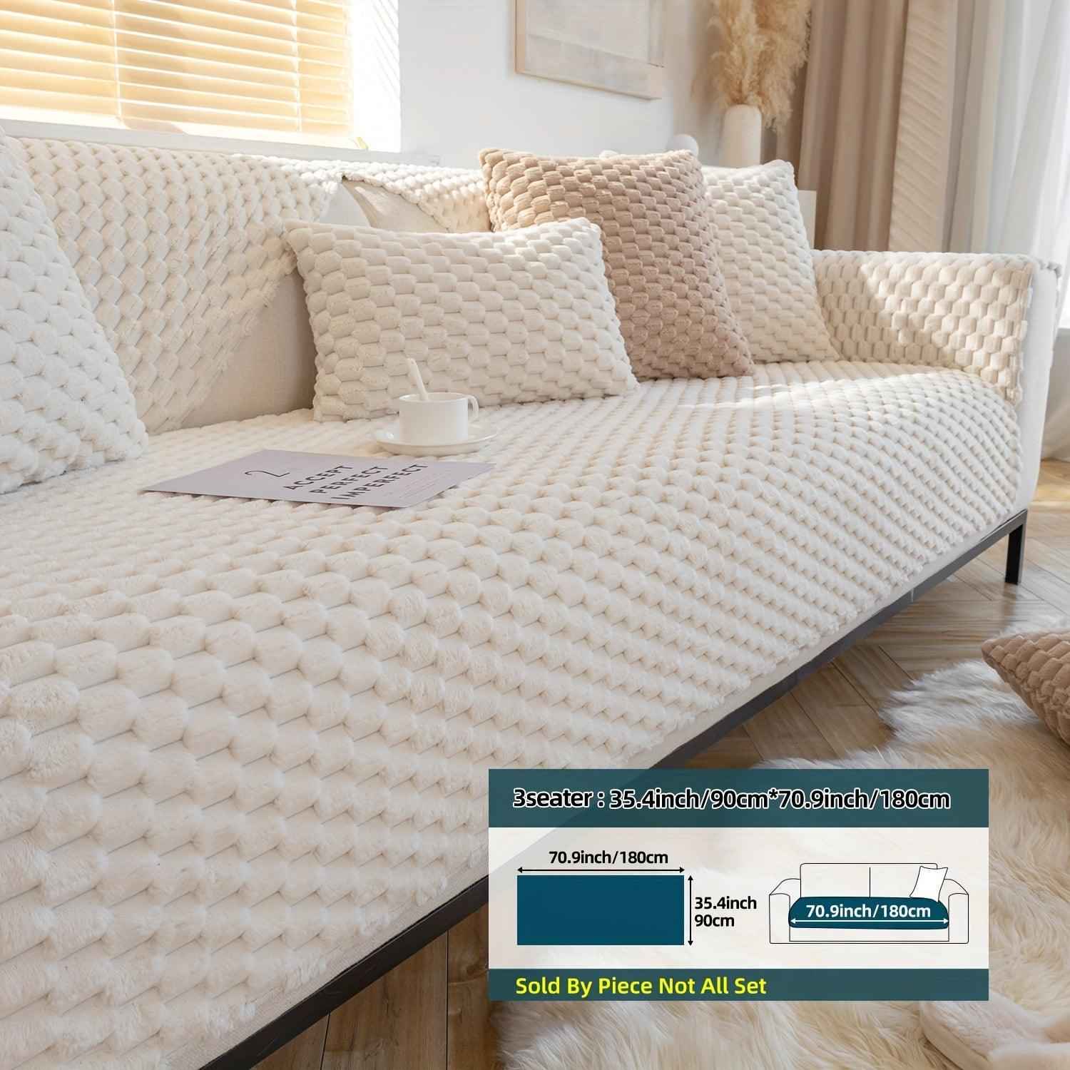 Plush Nordic Sofa Slipcover | non slip couch cover for dogs