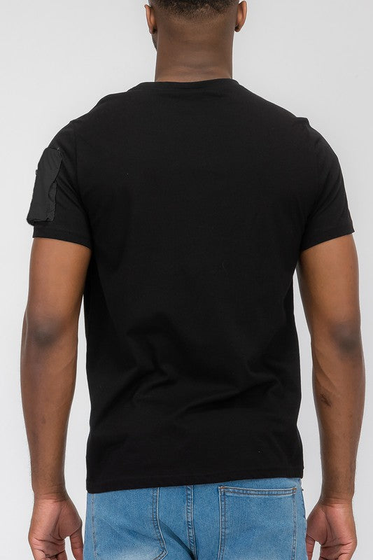 Men’s Cotton Tee with Sleeve Pocket - Pikemla