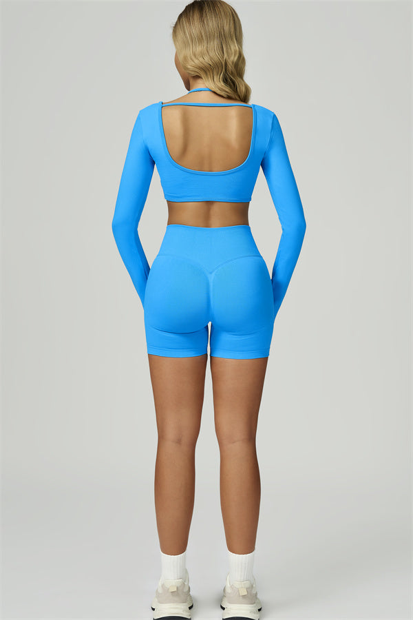 The Prime Long Sleeve Crop Top Shorts 2-Piece Set