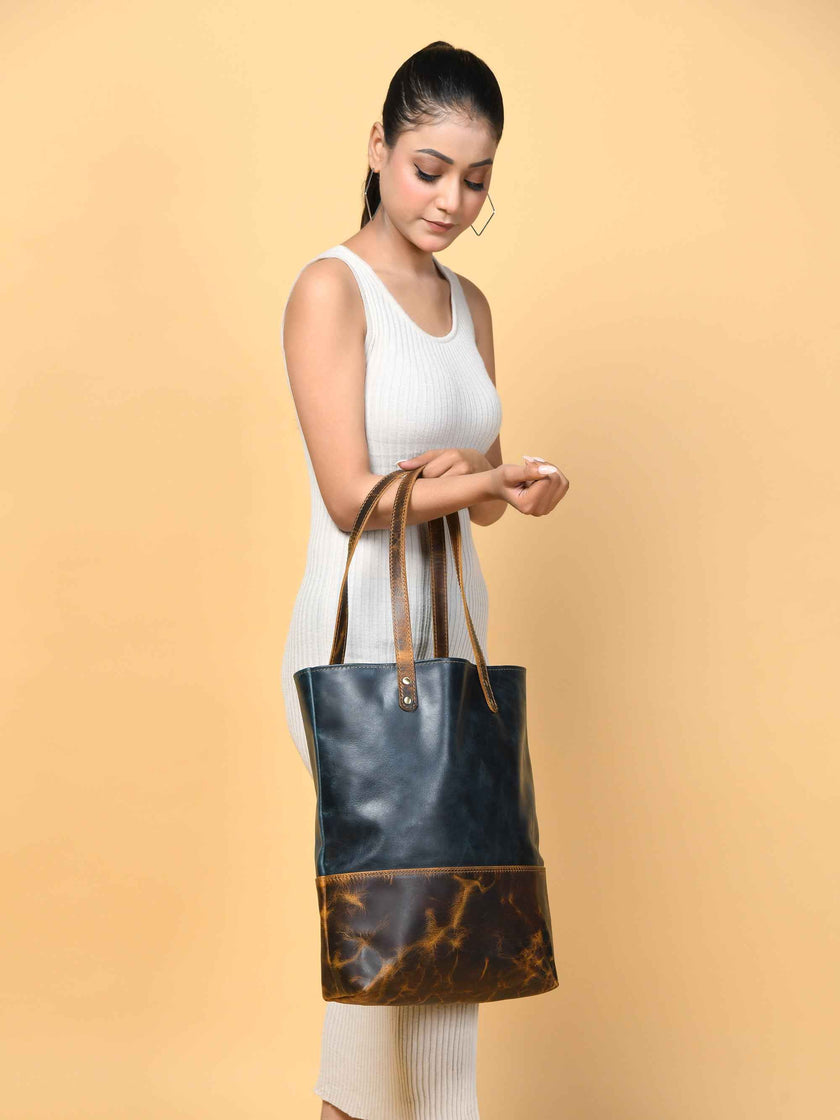 Green Women's Leather Tote